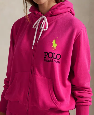 Polo Ralph Lauren Women's Big Pony Lightweight Fleece Zip Hoodie Sweatshirt