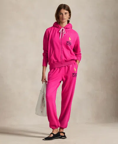 Polo Ralph Lauren Women's Big Pony Lightweight Fleece Zip Hoodie Sweatshirt