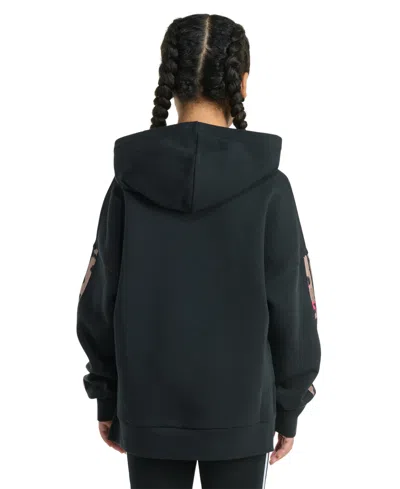 Adidas Originals Big Kid Girls Long Sleeve Embroidered Fleece Active Hoodie In Black