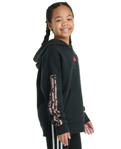 Adidas Originals Big Kid Girls Long Sleeve Embroidered Fleece Active Hoodie In Black