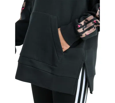 Adidas Originals Big Kid Girls Long Sleeve Embroidered Fleece Active Hoodie In Black