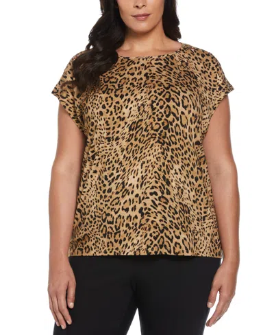 Ella Rafaella Plus Size Rivet Detail Sleeveless Top In Animal Print