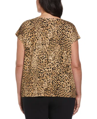 Ella Rafaella Plus Size Rivet Detail Sleeveless Top In Animal Print