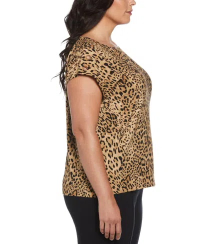 Ella Rafaella Plus Size Rivet Detail Sleeveless Top In Animal Print