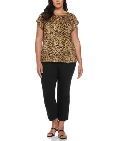Ella Rafaella Plus Size Rivet Detail Sleeveless Top In Animal Print