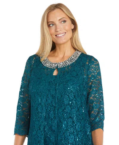 R & M Richards Petite Sequin Lace Jacket, Tank & Pants Set