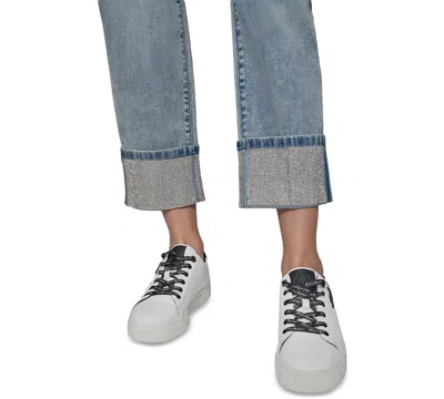Karl Lagerfeld Petite Crystal-cuff Cropped Jeans
