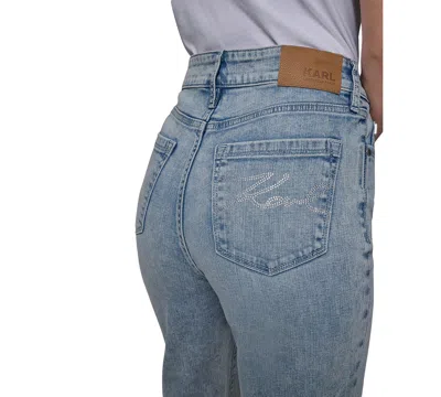 Karl Lagerfeld Petite Crystal-cuff Cropped Jeans