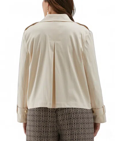 Ella Rafaella Plus Size Crop Trench Jacket In Neutral