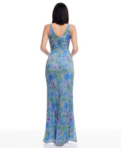 Dress The Population Jordan Metallic Floral Ruched Mermaid Gown In Multi