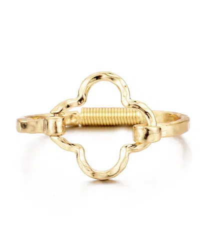 Adornia Gold Plated Hammered Clover Open Cuff Bracelet In Gold
