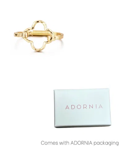 Adornia Gold Plated Hammered Clover Open Cuff Bracelet In Gold