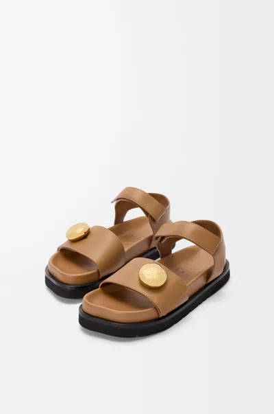 Loewe Pebble Fussbett Sandals In Soft Calfskin In Brown
