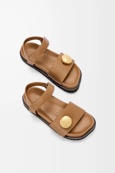 Loewe Pebble Fussbett Sandals In Soft Calfskin In Brown