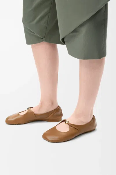Loewe Pebble Soft Ballerina In Nappa Lambskin In Brown