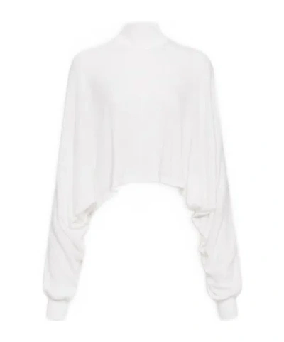 Alaïa Linen Batwing Sweater In White