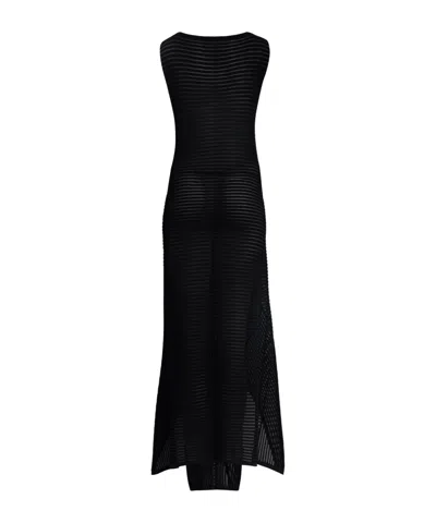 Alaïa Sleeveless Ruffled Ladder Knit Maxi Dress In Black
