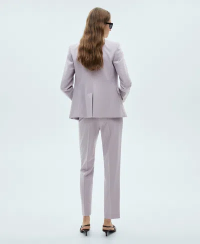 Mango Fitted Suit Jacket In Purple