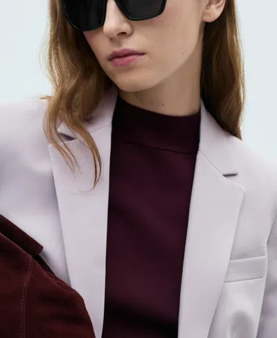 Mango Fitted Suit Jacket In Purple