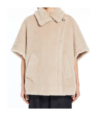 Max Mara Cape In Alpaca And Wool Teddy Fabric