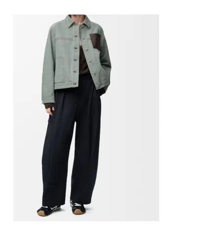 Loewe Womens Khaki Green Anagram-patch Workwear Cotton Jacket In Green