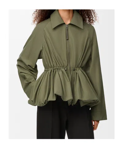 Loewe Ruched Cotton-blend Jacket In Green
