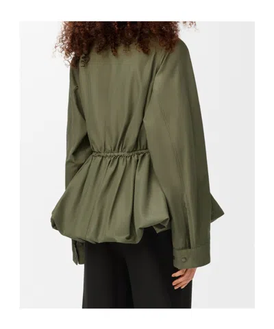 Loewe Ruched Cotton-blend Jacket In Green