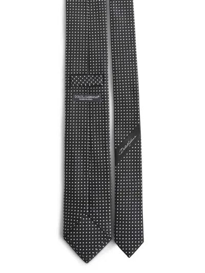 Dolce & Gabbana Men Black Jacquard Silk Martini Tie