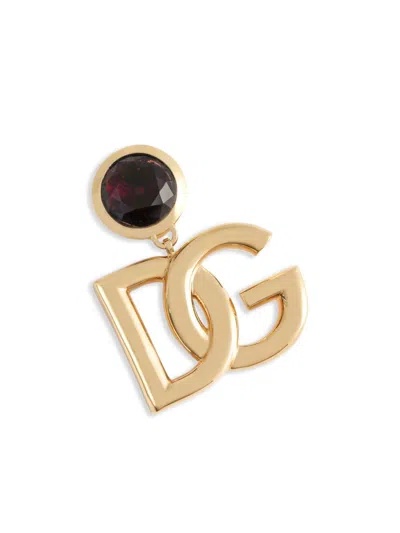 Dolce & Gabbana Logo Gemstone Accent Clip Earrings In Gold