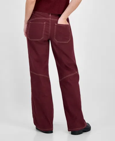 Celebrity Pink Juniors' Slouchy Skater Wide-leg Jeans In Burgundy