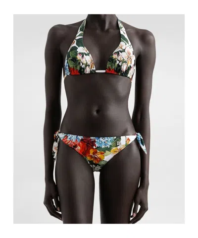 Dolce & Gabbana Flower-print Padded Triangle Bikini