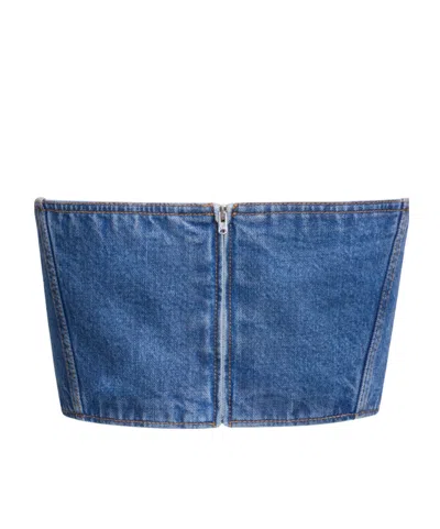 Alaïa Denim Bustier Top In Blue