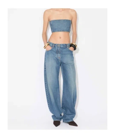 Alaïa Denim Bustier Top In Blue