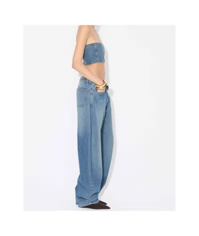 Alaïa Denim Bustier Top In Blue