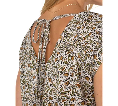 Liverpool Los Angeles Petite Printed Tie-back Dolman-sleeve Top In Gray