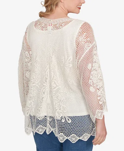 Ruby Rd. Plus Size Lined Medallion Crochet Top