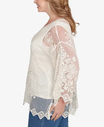 Ruby Rd. Plus Size Lined Medallion Crochet Top