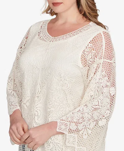 Ruby Rd. Plus Size Lined Medallion Crochet Top