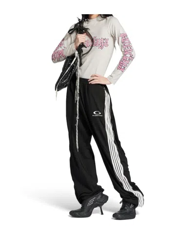 Balenciaga Loop Sports Icon Zipped Sweatpants In Black/white