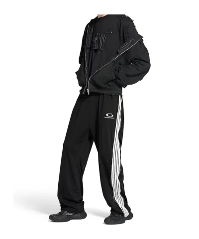 Balenciaga Loop Sports Icon Zipped Sweatpants In Black/white