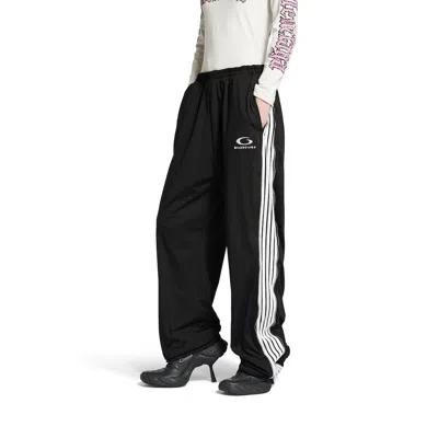 Balenciaga Loop Sports Icon Zipped Sweatpants In Black/white