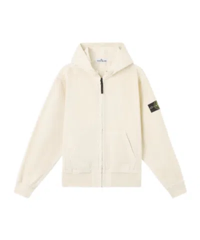 Stone Island Hooded Zipper-up Sweatshirt In Neutral