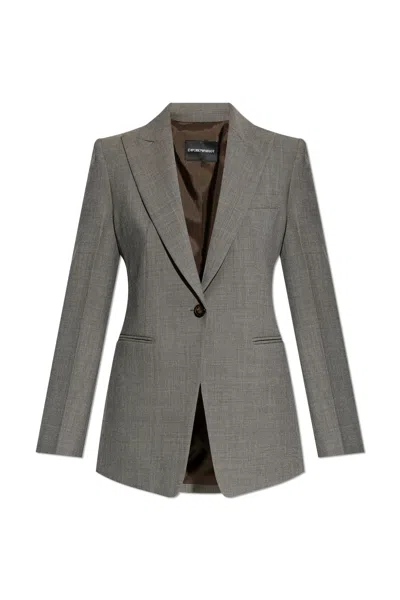 Emporio Armani Single-breated Blazer In Gray