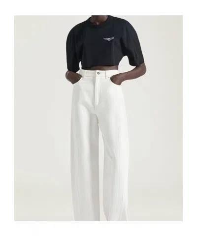 Givenchy Cropped Fit T-shirt In Cotton With Stamp Print Clothing In Black