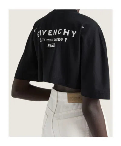 Givenchy Cropped Fit T-shirt In Cotton With Stamp Print Clothing In Black
