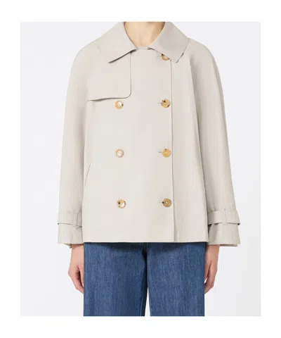 Max Mara Short Water-repellent Cotton Twill Trench Coat