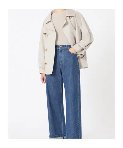 Max Mara Short Water-repellent Cotton Twill Trench Coat