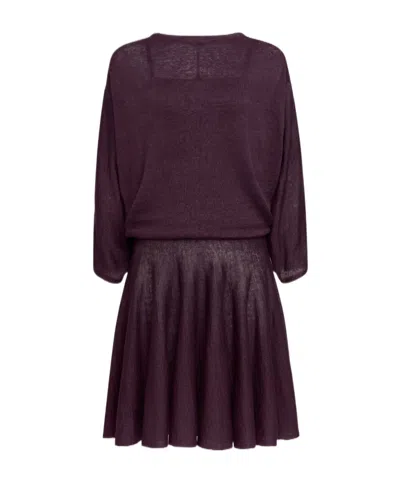 Alaïa Linen Layered Dress In Burgundy