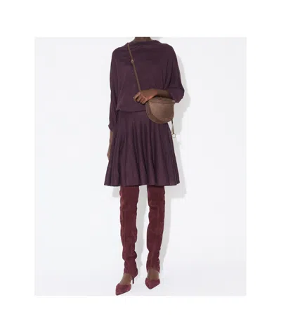 Alaïa Linen Layered Dress In Burgundy