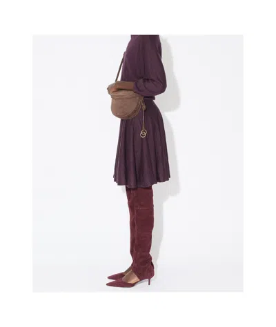 Alaïa Linen Layered Dress In Burgundy
